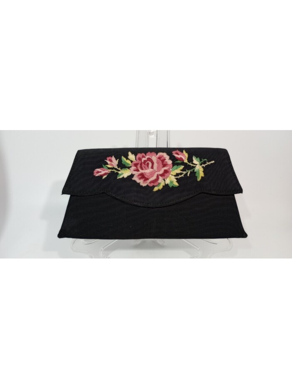 VTG 1940s BriteMode Clutch Purse Embroidered Roses